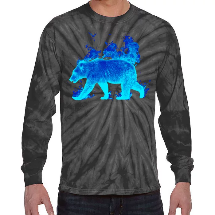 Wild Bear On Fire Tie-Dye Long Sleeve Shirt