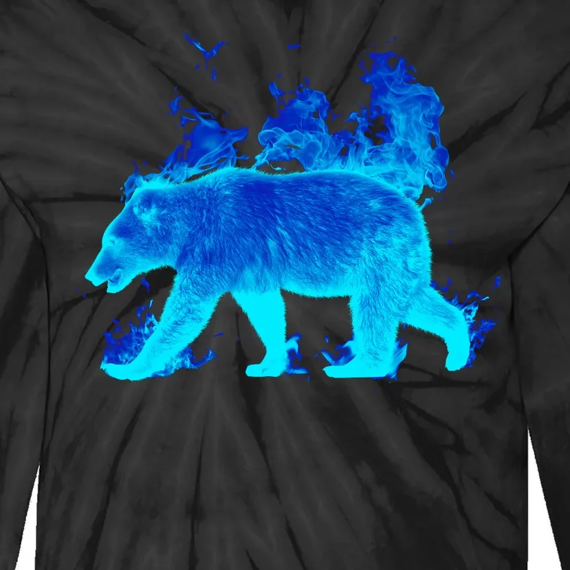 Wild Bear On Fire Tie-Dye Long Sleeve Shirt