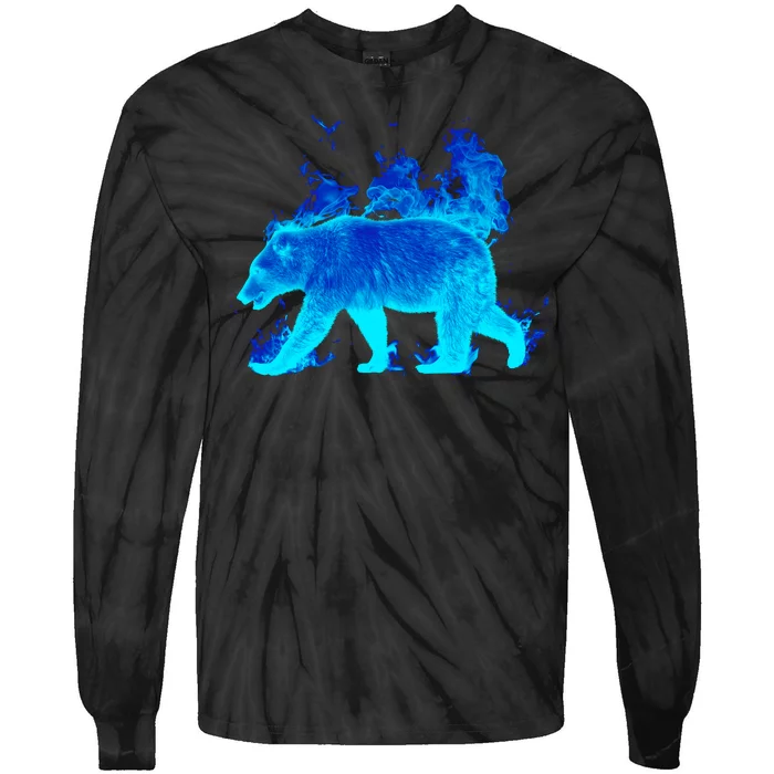 Wild Bear On Fire Tie-Dye Long Sleeve Shirt