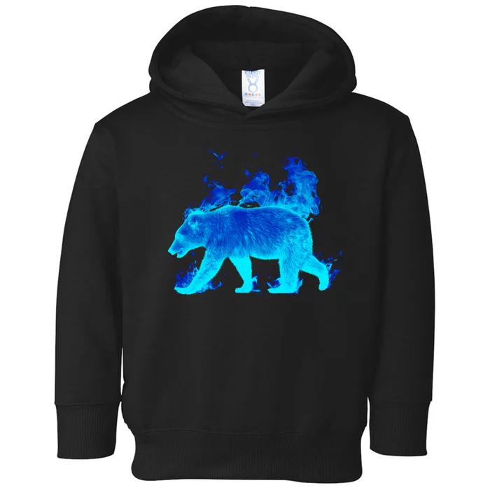 Wild Bear On Fire Toddler Hoodie