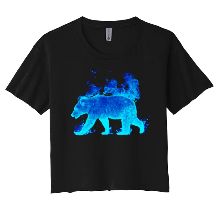 Wild Bear On Fire Women's Crop Top Tee