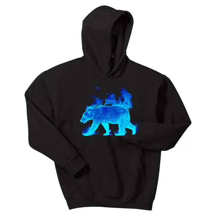 Wild Bear On Fire Kids Hoodie