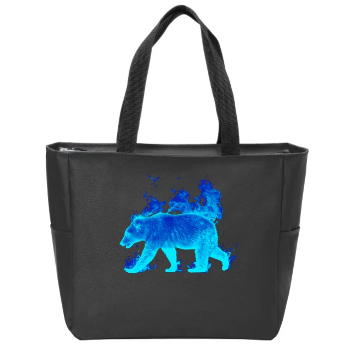 Wild Bear On Fire Zip Tote Bag