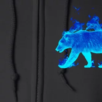 Wild Bear On Fire Full Zip Hoodie