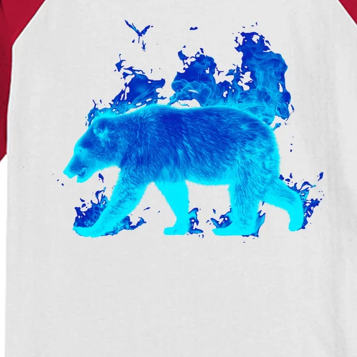 Wild Bear On Fire Kids Colorblock Raglan Jersey