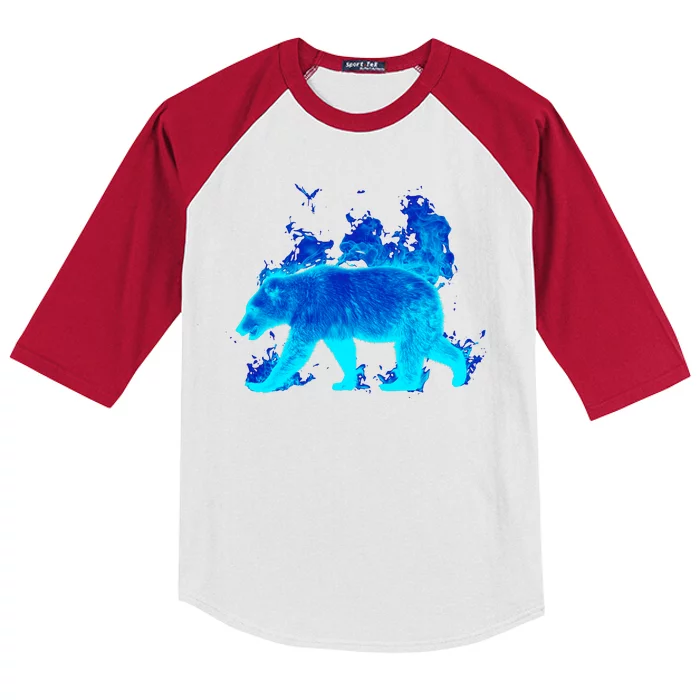 Wild Bear On Fire Kids Colorblock Raglan Jersey