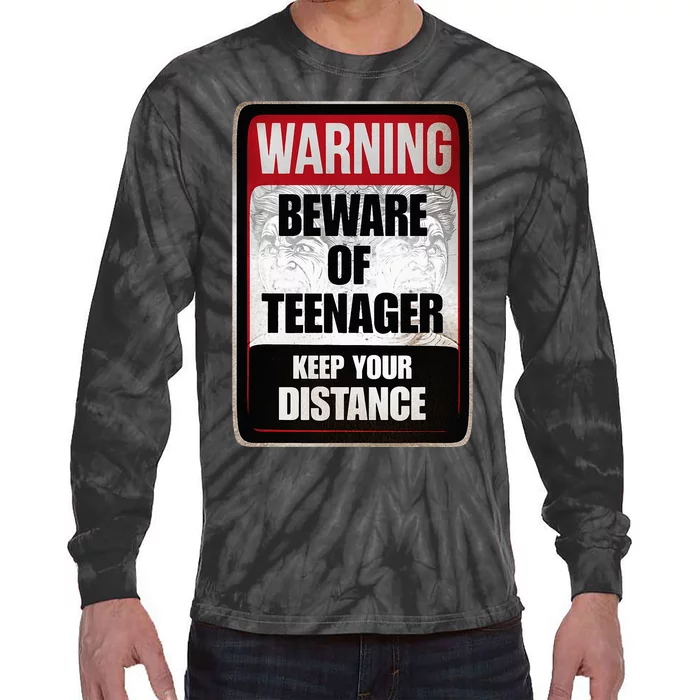 Warning Beware of Teenager Funny Danger Teens Tie-Dye Long Sleeve Shirt