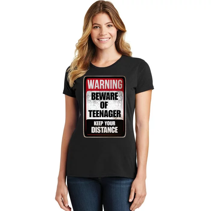 Warning Beware of Teenager Funny Danger Teens Women's T-Shirt