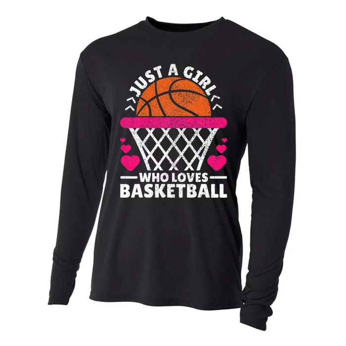 Women Basketball Player Just A Girl Who Loves Basketball Cooling Performance Long Sleeve Crew