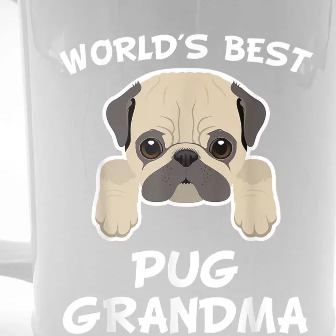 World's Best Pug Grandma Dog Granddog Front & Back Beer Stein