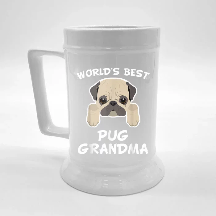 World's Best Pug Grandma Dog Granddog Front & Back Beer Stein