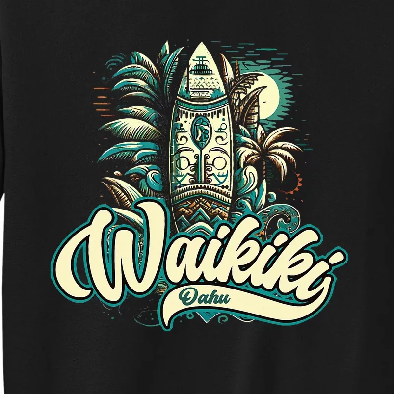 Waikiki Beach Polynesian Hawaii Surf Design Tall Sweatshirt