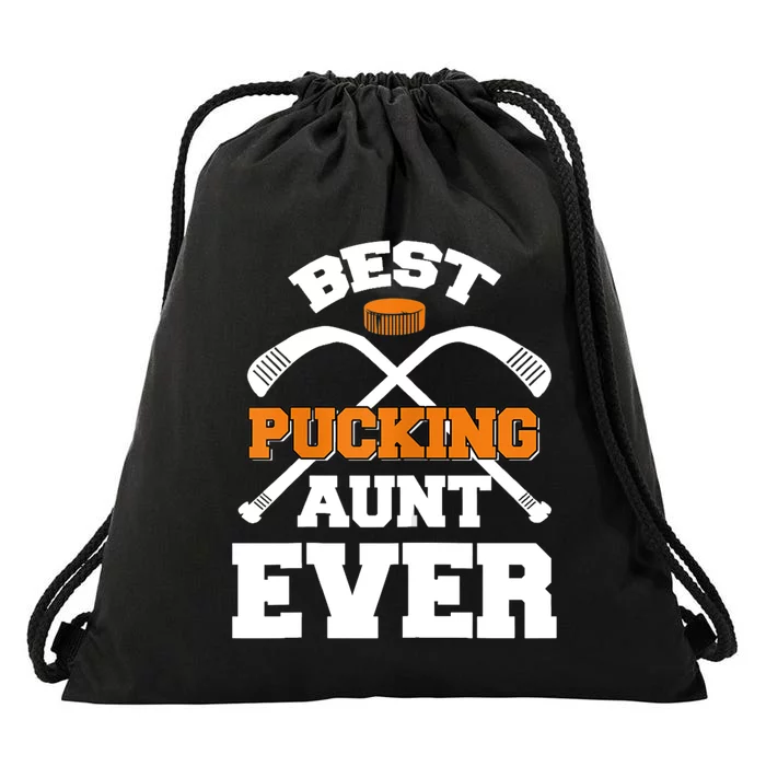 Womens Best Pucking Aunt Ever Hockey Sports Lover TShirt Drawstring Bag