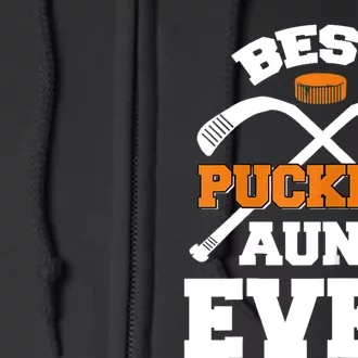 Womens Best Pucking Aunt Ever Hockey Sports Lover TShirt Full Zip Hoodie