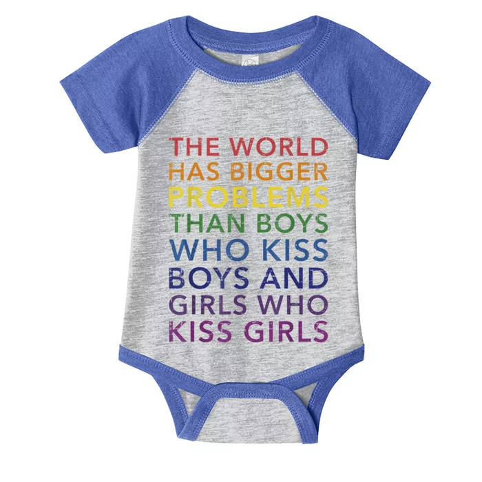 World Bigger Problems Lgbt In Rainbow Flag Pride Gift Infant Baby Jersey Bodysuit