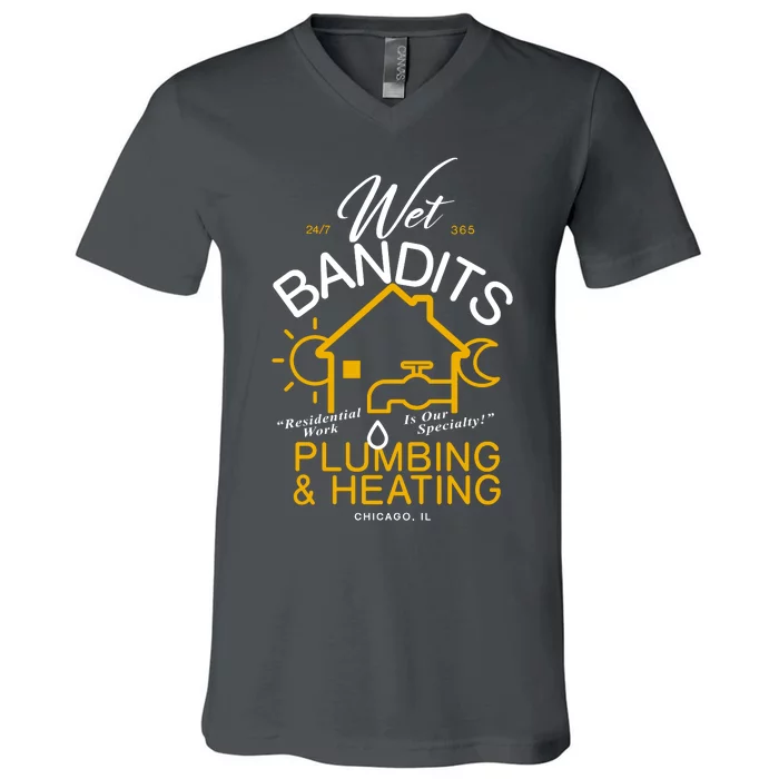 Wet Bandits Plumbing & Heating Chicago V-Neck T-Shirt