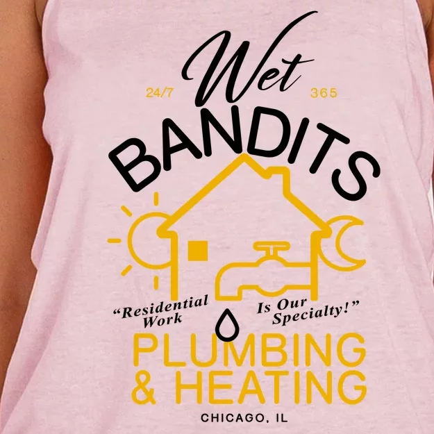 Wet Bandits Plumbing & Heating Chicago Women's Knotted Racerback Tank