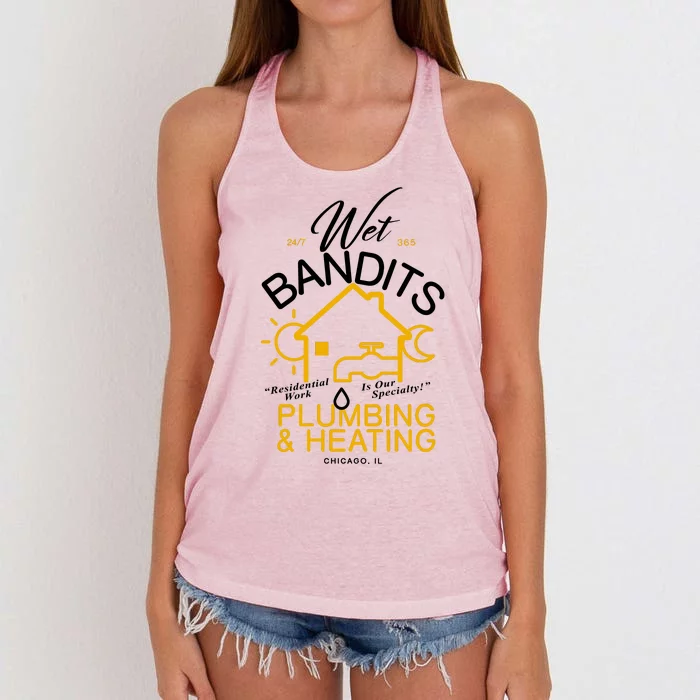 Wet Bandits Plumbing & Heating Chicago Women's Knotted Racerback Tank