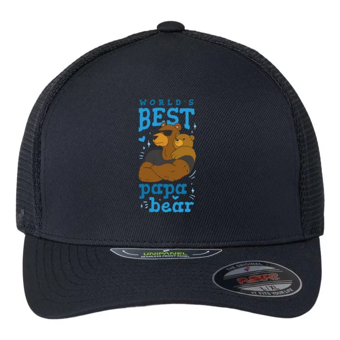 World's Best Papa Bear Flexfit Unipanel Trucker Cap