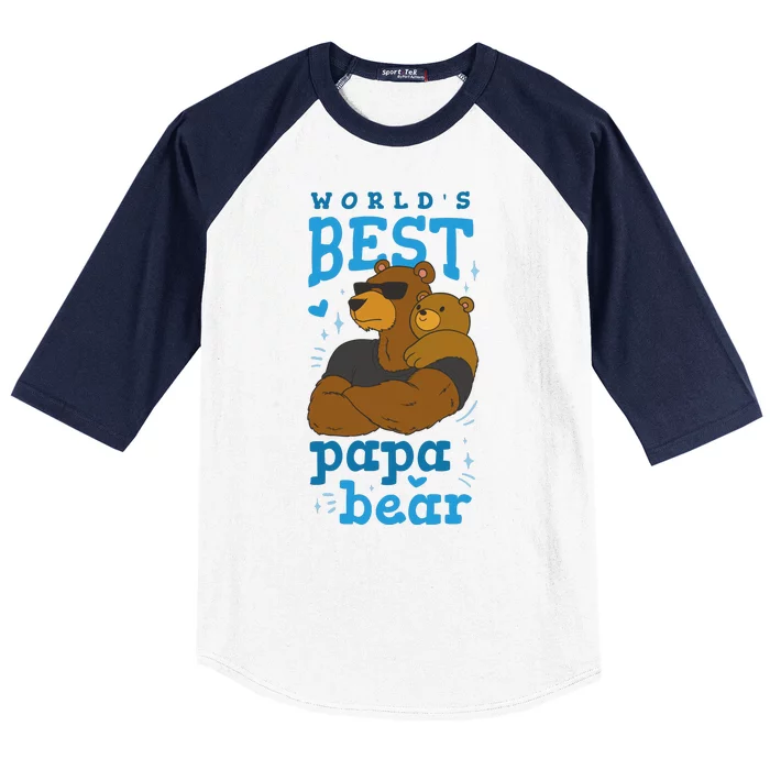 World's Best Papa Bear Baseball Sleeve Shirt