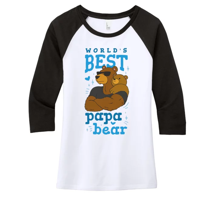 World's Best Papa Bear Women's Tri-Blend 3/4-Sleeve Raglan Shirt