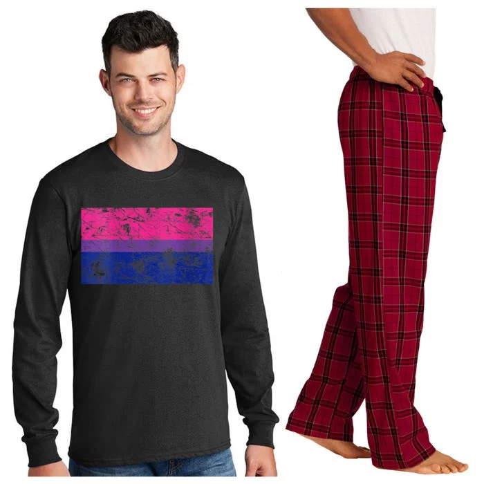 Womens Bisexual Pride Flag Vintage Bisexual Bi Flag Long Sleeve Pajama Set