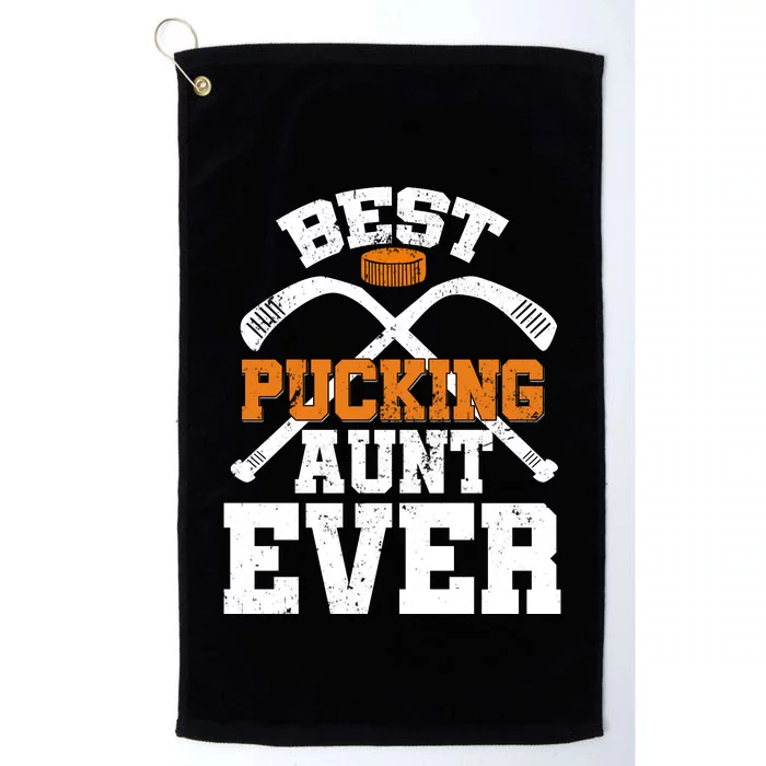 Womens Best Pucking Aunt Ever Hockey Sports Lover Platinum Collection Golf Towel