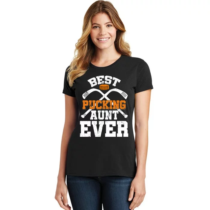 Womens Best Pucking Aunt Ever Hockey Sports Lover Women's T-Shirt