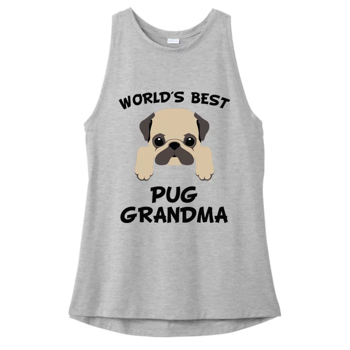 Worlds Best Pug Grandma Dog Granddog Ladies Tri-Blend Wicking Tank