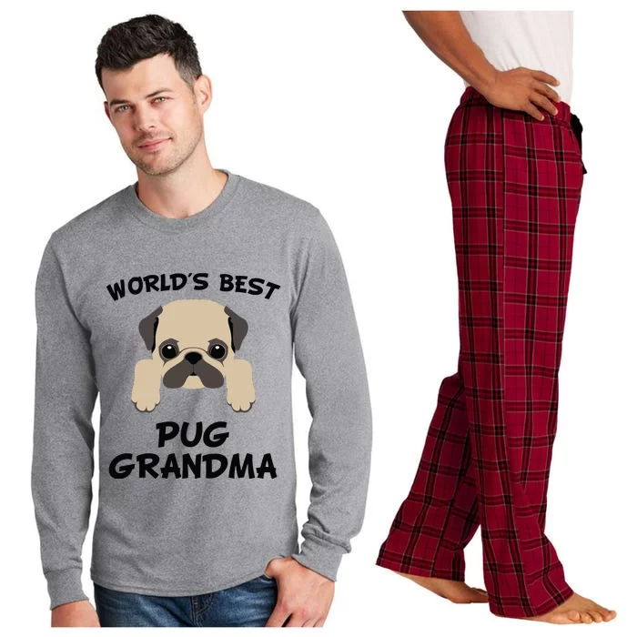 Worlds Best Pug Grandma Dog Granddog Long Sleeve Pajama Set