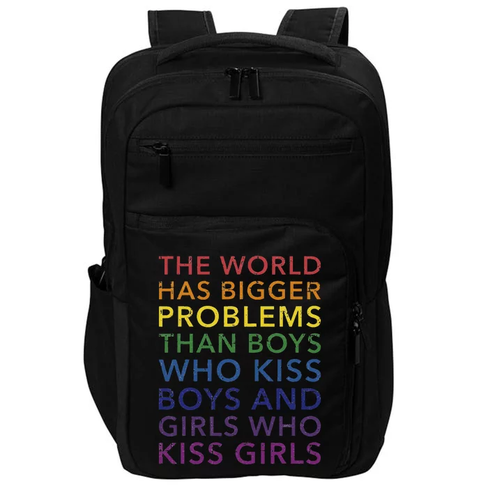 World Bigger Problems Kiss In Rainbow Flag Pride Impact Tech Backpack