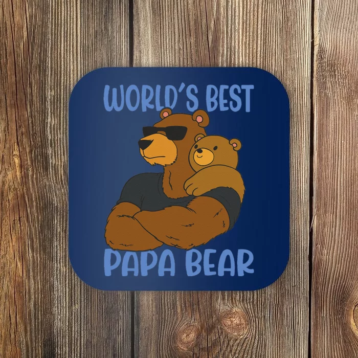 Worlds Best Papa Bear Father Proud Dad Fathers Day Idea Coaster