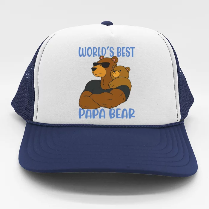 Worlds Best Papa Bear Father Proud Dad Fathers Day Idea Trucker Hat