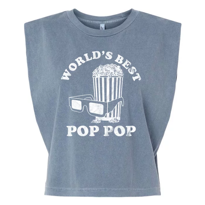 Worlds Best Pop Pop Movie Lover Fathers Day Garment-Dyed Women's Muscle Tee