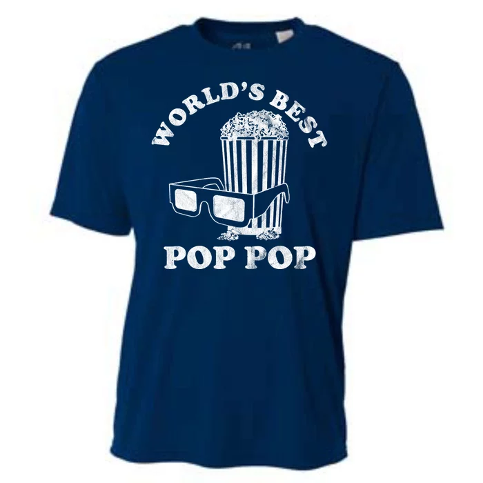 Worlds Best Pop Pop Movie Lover Fathers Day Cooling Performance Crew T-Shirt