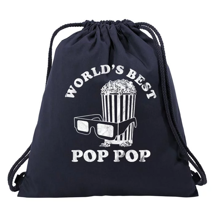 Worlds Best Pop Pop Movie Lover Fathers Day Drawstring Bag