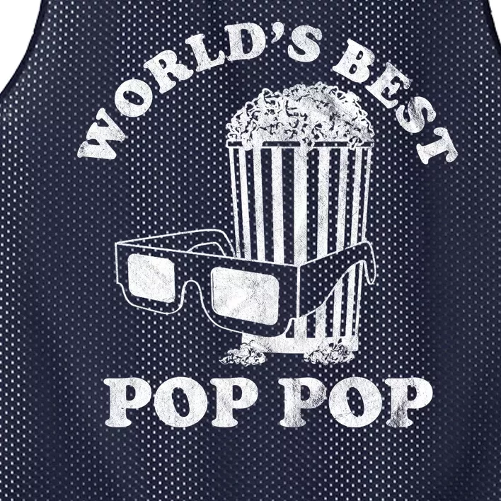 Worlds Best Pop Pop Movie Lover Fathers Day Mesh Reversible Basketball Jersey Tank