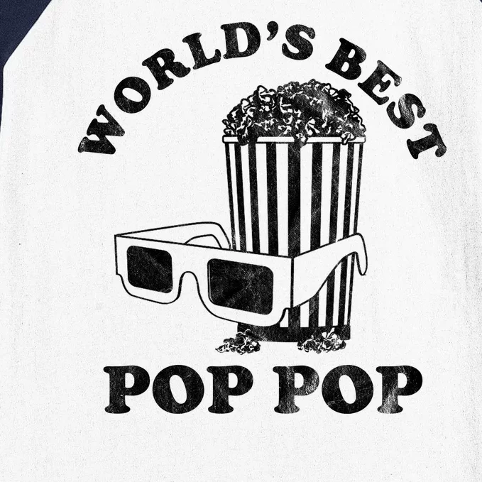 Worlds Best Pop Pop Movie Lover Fathers Day Baseball Sleeve Shirt