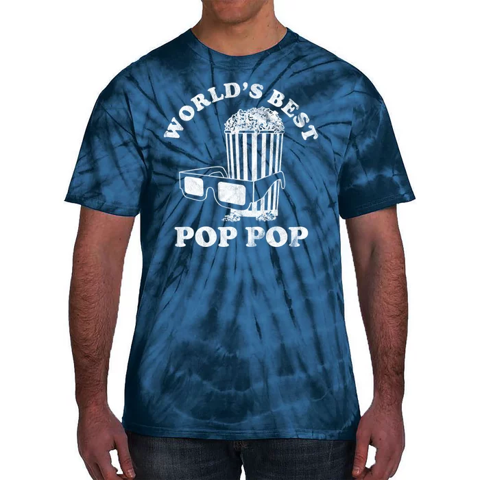 Worlds Best Pop Pop Movie Lover Fathers Day Tie-Dye T-Shirt