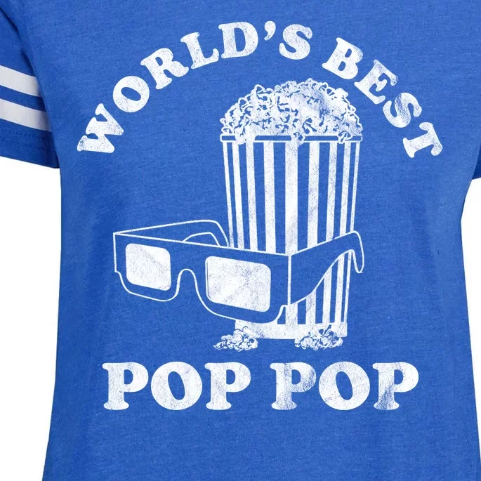 Worlds Best Pop Pop Movie Lover Fathers Day Enza Ladies Jersey Football T-Shirt