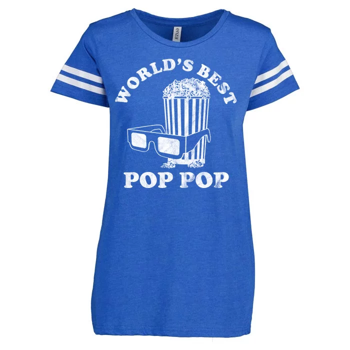 Worlds Best Pop Pop Movie Lover Fathers Day Enza Ladies Jersey Football T-Shirt