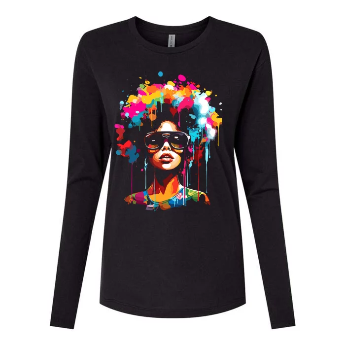 Women Black Queen Dripping Afro Melanin Juneteenth Womens Cotton Relaxed Long Sleeve T-Shirt