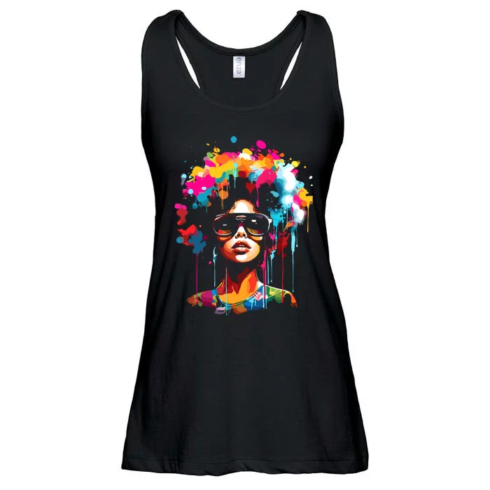 Women Black Queen Dripping Afro Melanin Juneteenth Ladies Essential Flowy Tank