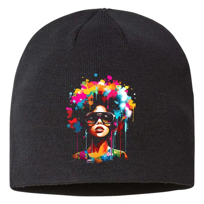 Women Black Queen Dripping Afro Melanin Juneteenth 8 1/2in Sustainable Knit Beanie