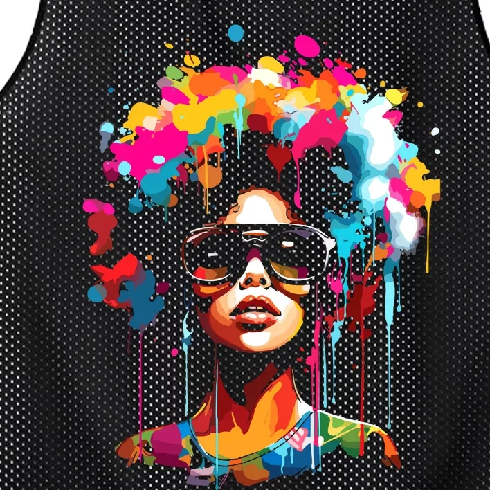 Women Black Queen Dripping Afro Melanin Juneteenth Mesh Reversible Basketball Jersey Tank