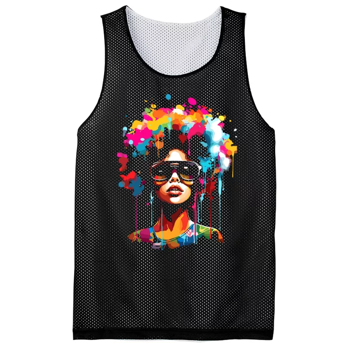 Women Black Queen Dripping Afro Melanin Juneteenth Mesh Reversible Basketball Jersey Tank