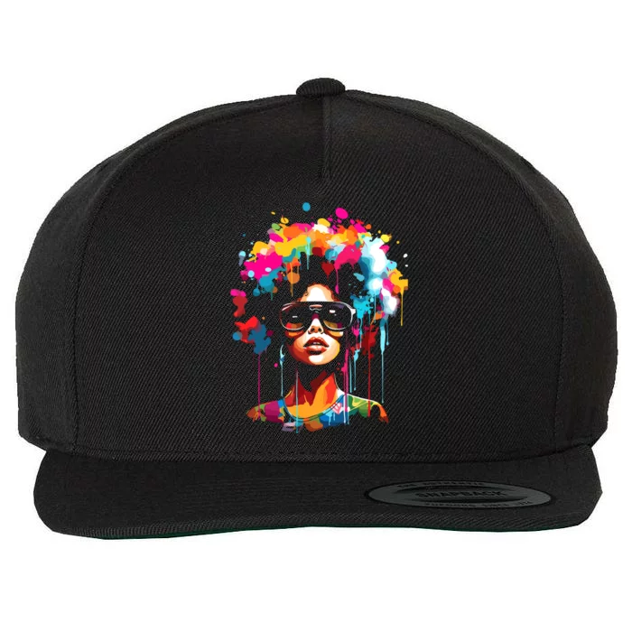 Women Black Queen Dripping Afro Melanin Juneteenth Wool Snapback Cap