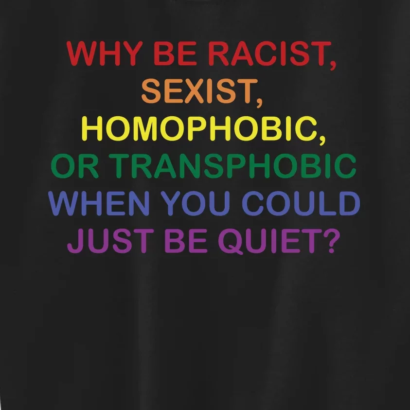 Why Be Racist Sexist Homophobic Kids Sweatshirt