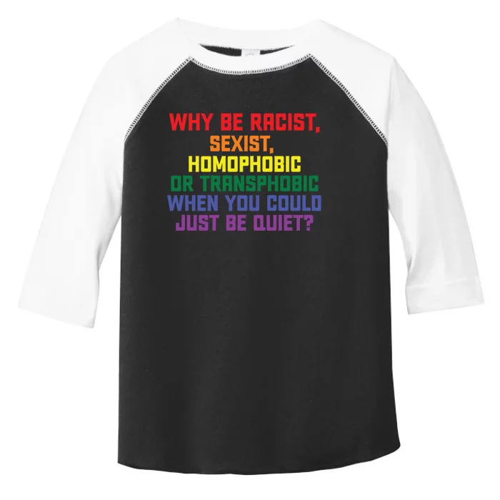 Why Be Racist Sexist Homophobic Toddler Fine Jersey T-Shirt