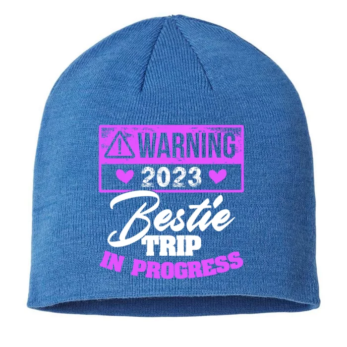 Warning Bestie Reunion Trip In Progress Trip Cute Gift 8 1/2in Sustainable Knit Beanie